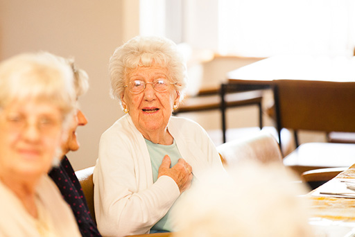 old woman laughing